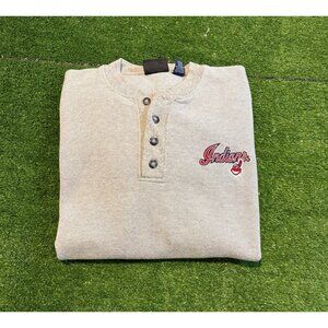 Vintage Cleveland Indians sweatshirt mens large gray chief wahoo henley 90s 27
